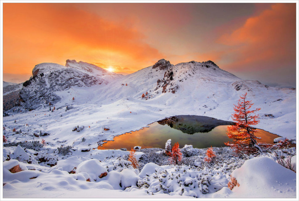 Jezero Lago Valparola - fotografický workshop Čarovné podzimní Dolomity