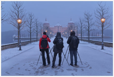 Čerstvý sníh u zámku Moritzburg - fotografický workshop Drážďany, Moritzburg a Míšeň
