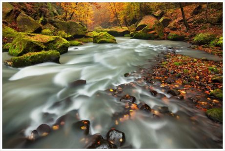 Divoká řeka Kamenice a práce s dlouhou expozicí - fotografický workshop Podzimní Českosaské Švýcarsko