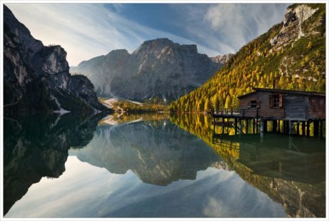 Ráno u jezera Lago di Braies - fotografický workshop Čarovné podzimní Dolomity